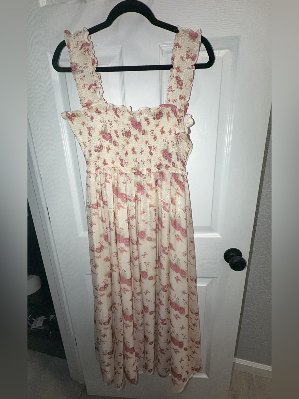 Altar'd State Cream Maxi Dress with Dusty Rose Floral